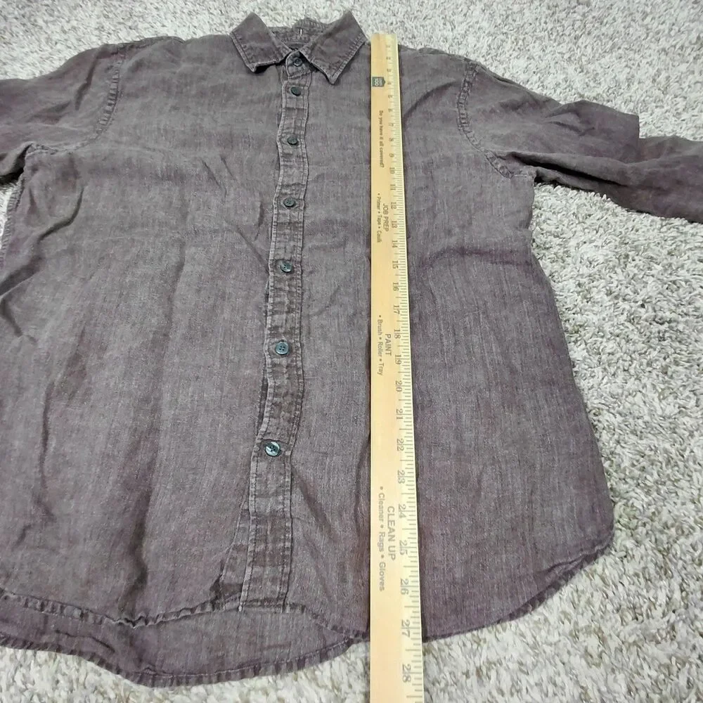 Banana Republic 100% Linen Button Up Shirt Mens Large Dark Burgundy Standard Fit